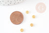 Arandelas de flores de latón dorado, perlas doradas, creación de joyas, perlas intercalares, Perla de flores, lote de 50-100, 5 mm, G0960