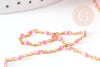 304 stainless steel chain 14k gold fancy pink resin 1.5mm, fine gold chain for jewelry creation, X 1 meter G1492