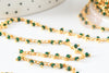 Golden chain with dark green crystal bead, necklace chain, jewelry creation, glasses chain, fancy chain 2.5x2mm, X 1 meter G5443