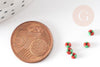 Petite Perle rocaille rayé rouge vert, perle rocaille multicolore,perle multicolore,2.5mm x 3mm, X 10grG5397
