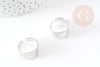 Soporte de anillo ajustable de latón de oro blanco, suministros creativos, anillo chapado en rodio, anillo ancho, imprimación de rodio, 16 mm, X1 G3074