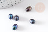Black natural pearl, creative supply, cultured semi-drilled pearl, freshwater pearl, 7mm, X1 G0348