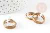 Anillo de latón crudo trenzado cruzado ajustable 19 mm, soporte de anillo romántico de creación de joyas de latón crudo, X2 - G3753