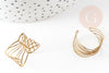 Adjustable raw brass wave ring 19mm, geometric minimalist jewelry creation, X2 G5306