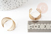 Adjustable raw brass wave ring 19mm, geometric minimalist jewelry creation, X2 G5306
