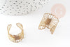 Adjustable raw brass wave ring 19mm, raw brass ring jewelry creation, X2 G0321