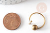 Adjustable ring ball finish 8mm raw brass, jewelry creation raw brass ring, nickel free, X2 G0222