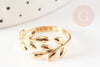 Bague réglable branche dorée 16K , creation bijoux, bijou minimaliste, support bague, bague feuille laurier,18mm, X1G5003