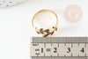 Bague réglable branche dorée 16K , creation bijoux, bijou minimaliste, support bague, bague feuille laurier,18mm, X1G5003