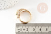 Adjustable golden brass ring leopard white zircons, jewelry creation, women's ring birthday gift, golden brass ring support, 17mm G4361