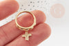 Anillo ajustable de latón dorado con dije de cruz de circonitas, anillo de mujer para regalo de cumpleaños, soporte para anillo de latón dorado, 17 mm, X1 G4825