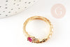Anillo ajustable de latón bañado en oro con serpiente de circonita roja, anillo de mujer, regalo de cumpleaños, soporte para anillo de latón bañado en oro, 17mm, X1 G4352