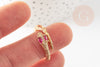 Anillo ajustable de latón bañado en oro con serpiente de circonita roja, anillo de mujer, regalo de cumpleaños, soporte para anillo de latón bañado en oro, 17mm, X1 G4352