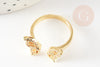 Anillo ajustable de latón dorado con circonita mariposa 17.1mm, anillo de mujer regalo de cumpleaños, soporte de anillo de latón dorado, X1 G4354