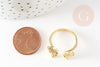 Adjustable golden brass butterfly zircon ring 17.1mm, women's ring birthday gift, golden brass ring support, X1 G4354