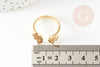 Anillo ajustable de latón dorado con circonita mariposa 17.1mm, anillo de mujer regalo de cumpleaños, soporte de anillo de latón dorado, X1 G4354