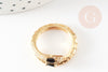 Anillo ajustable de latón bañado en oro con serpiente de circonita negra, anillo de mujer, regalo de cumpleaños, soporte para anillo de latón bañado en oro, 17mm, X1 G4360
