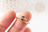 Anillo ajustable de latón bañado en oro con serpiente de circonita negra, anillo de mujer, regalo de cumpleaños, soporte para anillo de latón bañado en oro, 17mm, X1 G4360