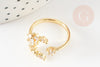 Golden brass star zircon ring, jewelry creation, women's ring birthday gift, golden brass ring support, 18mm, unit G4237