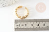 Anillo ajustable de latón dorado con cadena y circonita de 16mm, anillo de mujer para regalo de cumpleaños, soporte para anillo de latón dorado, X1 G4357