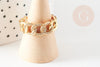 Anillo ajustable de latón dorado con cadena y circonita de 16mm, anillo de mujer para regalo de cumpleaños, soporte para anillo de latón dorado, X1 G4357
