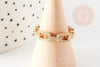 Anillo ajustable de latón dorado con cadena y circonitas, anillo de mujer para regalo de cumpleaños, soporte para anillo de latón dorado, 17,3 mm, X1 G3456