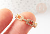 Anillo ajustable de latón dorado con cadena y circonitas, anillo de mujer para regalo de cumpleaños, soporte para anillo de latón dorado, 17,3 mm, X1 G3456