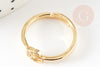 Adjustable golden brass star zircon ring, women's ring birthday gift, golden brass ring support, 17mm, X1 G4255