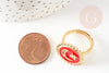 Adjustable golden brass enamel moon ring, jewelry creation, women's ring birthday gift, 17mm, unit G4243