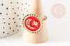 Adjustable golden brass enamel moon ring, jewelry creation, women's ring birthday gift, 17mm, unit G4243