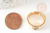 Bague réglable laiton doré émail blanc oeil protecteur, creation bijoux,bague femme cadeau anniversaire,18mm , X1 G4250
