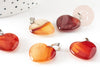 Colgante de corazón de ágata naranja natural latón platino 22 mm, colgante para la creación de joyas de amor X1 G9263