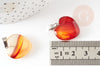 Colgante de corazón de ágata naranja natural latón platino 22 mm, colgante para la creación de joyas de amor X1 G9263