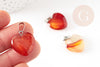 Natural orange agate heart pendant platinum brass 22mm, pendant for love jewelry creation X1 G9263