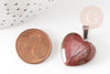 Colgante de corazón de ágata india natural latón platino 22 mm, colgante para la creación de joyas de amor X1 G9261