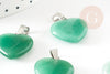 Colgante de corazón de aventurina verde natural latón platino 22 mm, colgante para la creación de joyas de amor X1 G9264