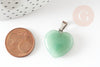 Natural green aventurine heart pendant platinum brass 22mm, pendant for love jewelry creation X1 G9264
