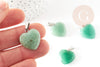 Colgante de corazón de aventurina verde natural latón platino 22 mm, colgante para la creación de joyas de amor X1 G9264