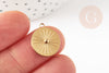 Round sun pendant 304 stainless steel gold 14K IP 17.5mm, lucky jewelry pendant, X1 G9272
