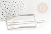 Support barrette clip zamac argenté rectangle sans plateau 55mm, accessoire coiffure mariage, X1 G9315