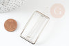Silver zamac clip barrette holder rectangle without tray 55mm, wedding hair accessory, X1 G9315