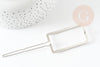 Pasador clip zamac plateado rectángulo sin bandeja 55mm, accesorio para el pelo de boda, X1 G9315