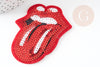 Parche termoadhesivo bordado con boca de lentejuela roja, personalización de ropa, parche termoadhesivo bordado, 67mm, X1 G3072
