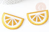 Ecusson brodé à repasser citron jaune doré customisation vêtement 46.5mm, écusson thermocollant, X2G2861