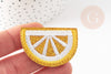 Parche termoadhesivo bordado limón amarillo dorado, personalización de ropa 46,5 mm, parche termoadhesivo, X2 G2861