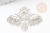 Silver steel butterfly filigree print pendant, Very thin and light pendant, 32x44mm,X2 G4109