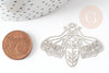 Silver steel butterfly filigree print pendant, Very thin and light pendant, 32x44mm,X2 G4109