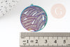 Multicolored steel leaf filigree print pendant, Very thin and light pendant, 31.5x30,X2 G4098