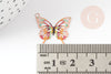 Pendentif papillon filigranne coloré laiton , pendentif sans nickel, pendentif zamac doré,16.5x19mm,X2 G4666