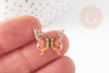 Brass colored filigree butterfly pendant, nickel-free pendant, golden zamac pendant, 16.5x19mm, X2 G4666